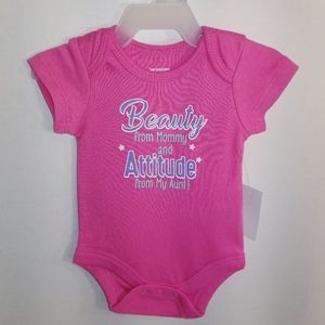 Baby Girl Pink Onesie Bodysuit Mommy & Aunt NB NWT